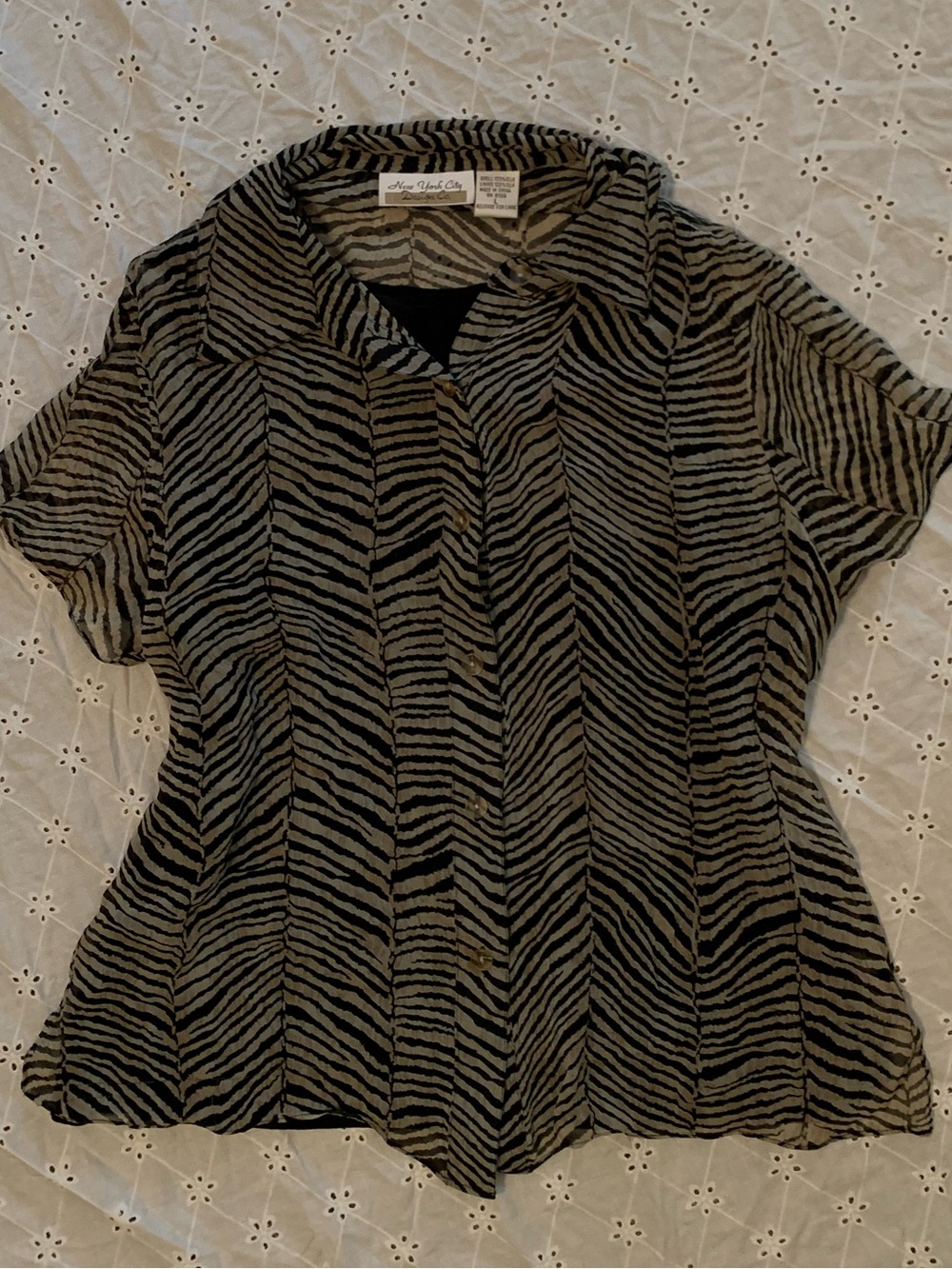 New York City Design Co - 100% silk zebra print blouse